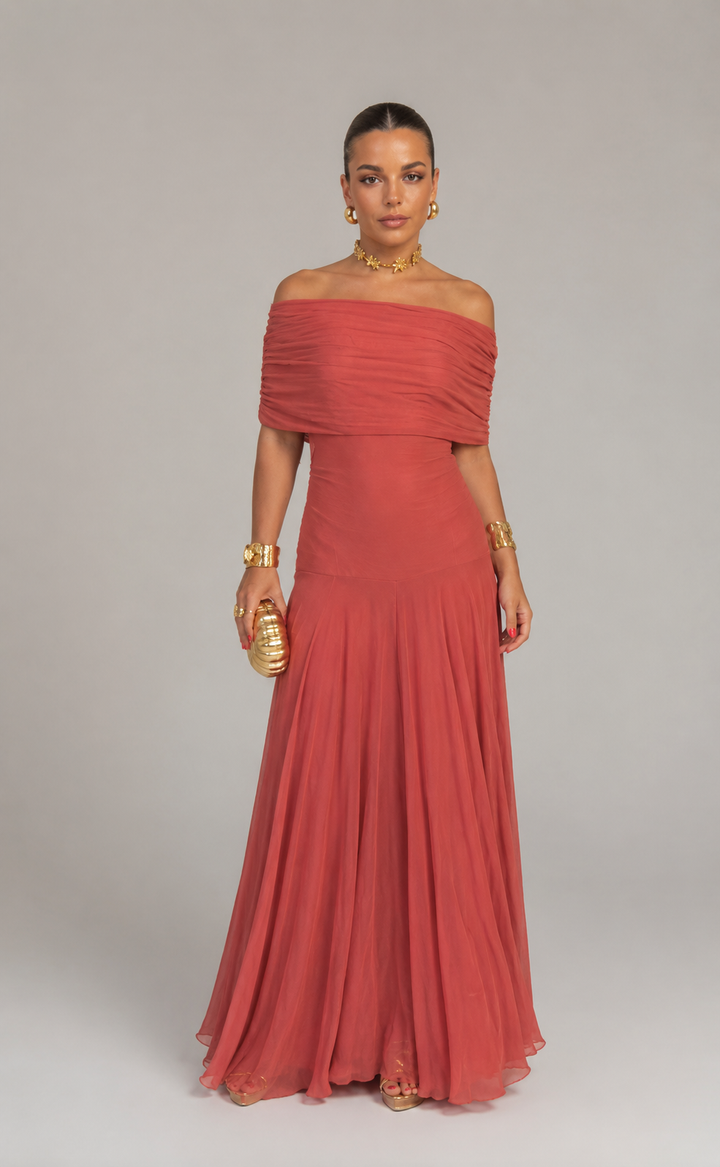 Callie - One Shoulder Mesh Maxi Dress