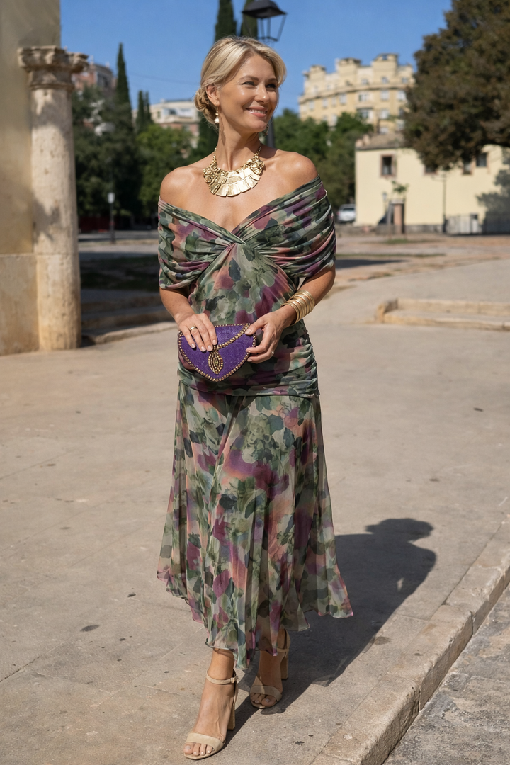 Elegant Maxi Party Dress with Sweetheart Neckline