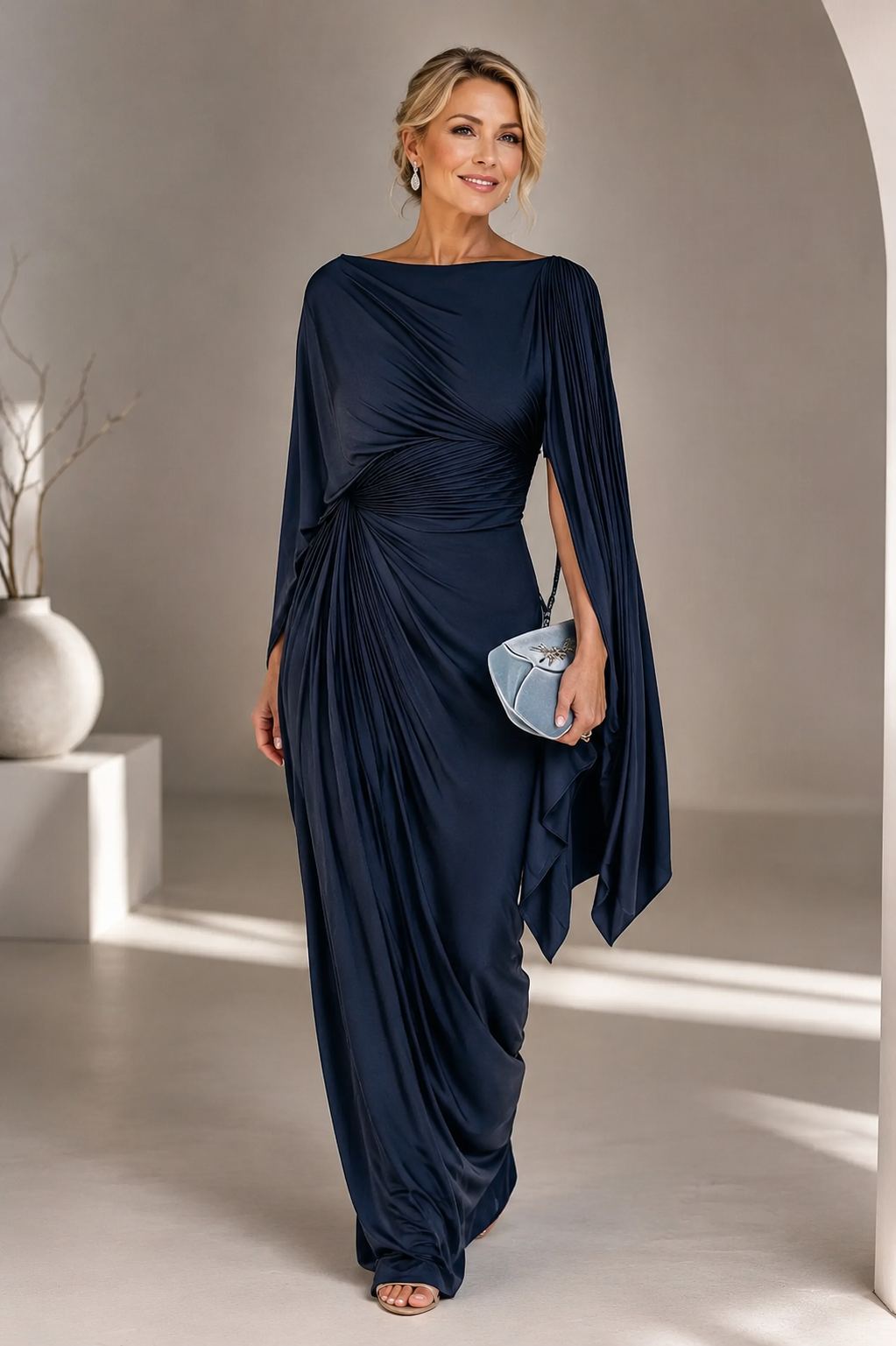 Lyssa – Pleated Drape Maxi Dress