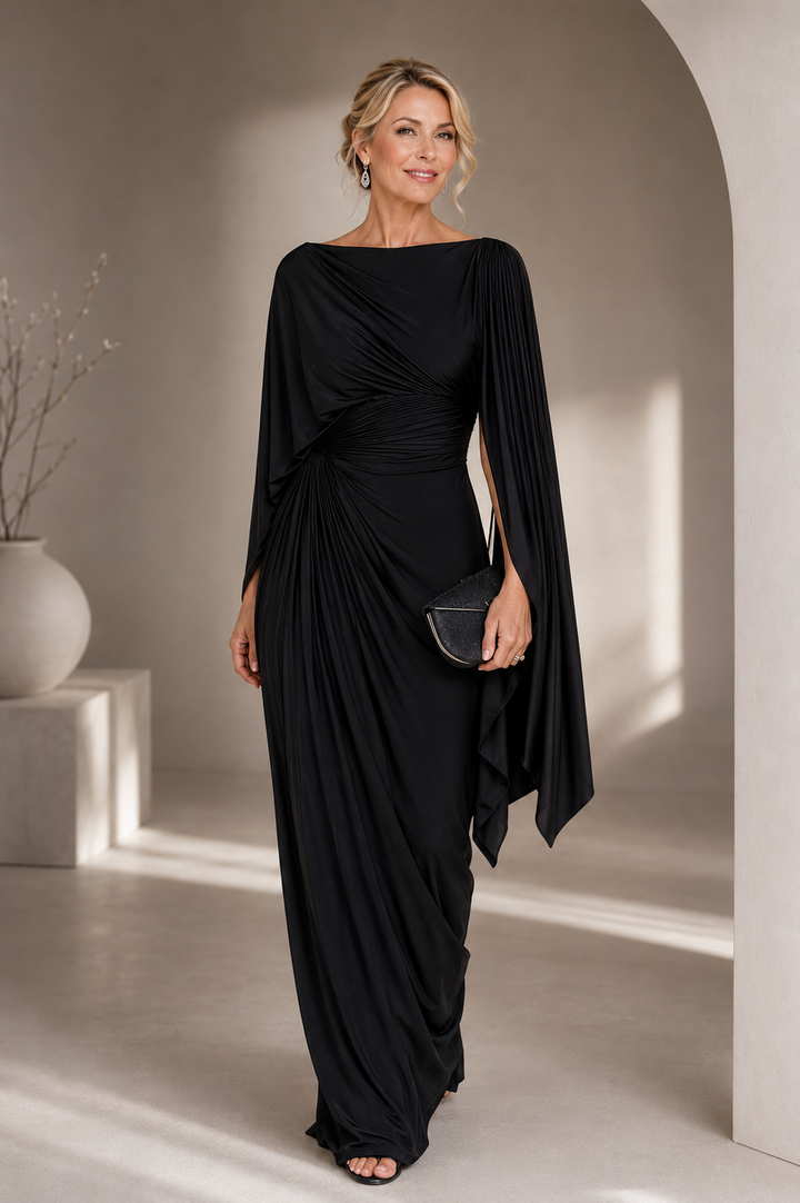 Lyssa – Pleated Drape Maxi Dress