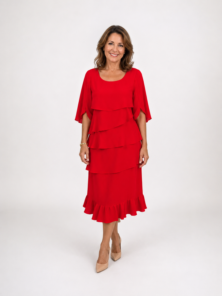 Anna | Elegant Ruffle Midi Dress