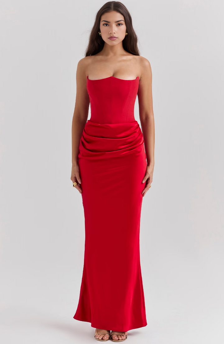 Nylaen ™ | Strapless pleated maxi dress