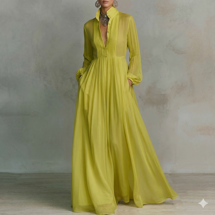 Ana | Vestido largo de algodón y lino