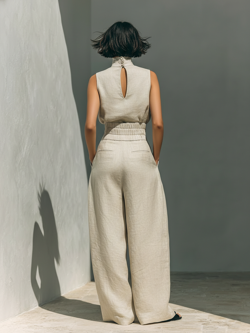 Ariel | Conjunto blusa de algodón y lino
