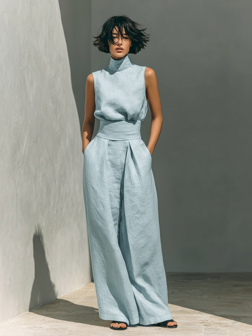 Ariel | Conjunto blusa de algodón y lino