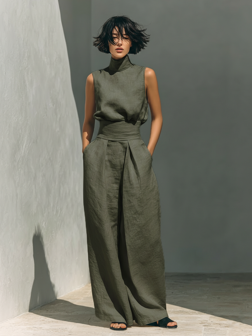 Ariel | Conjunto blusa de algodón y lino