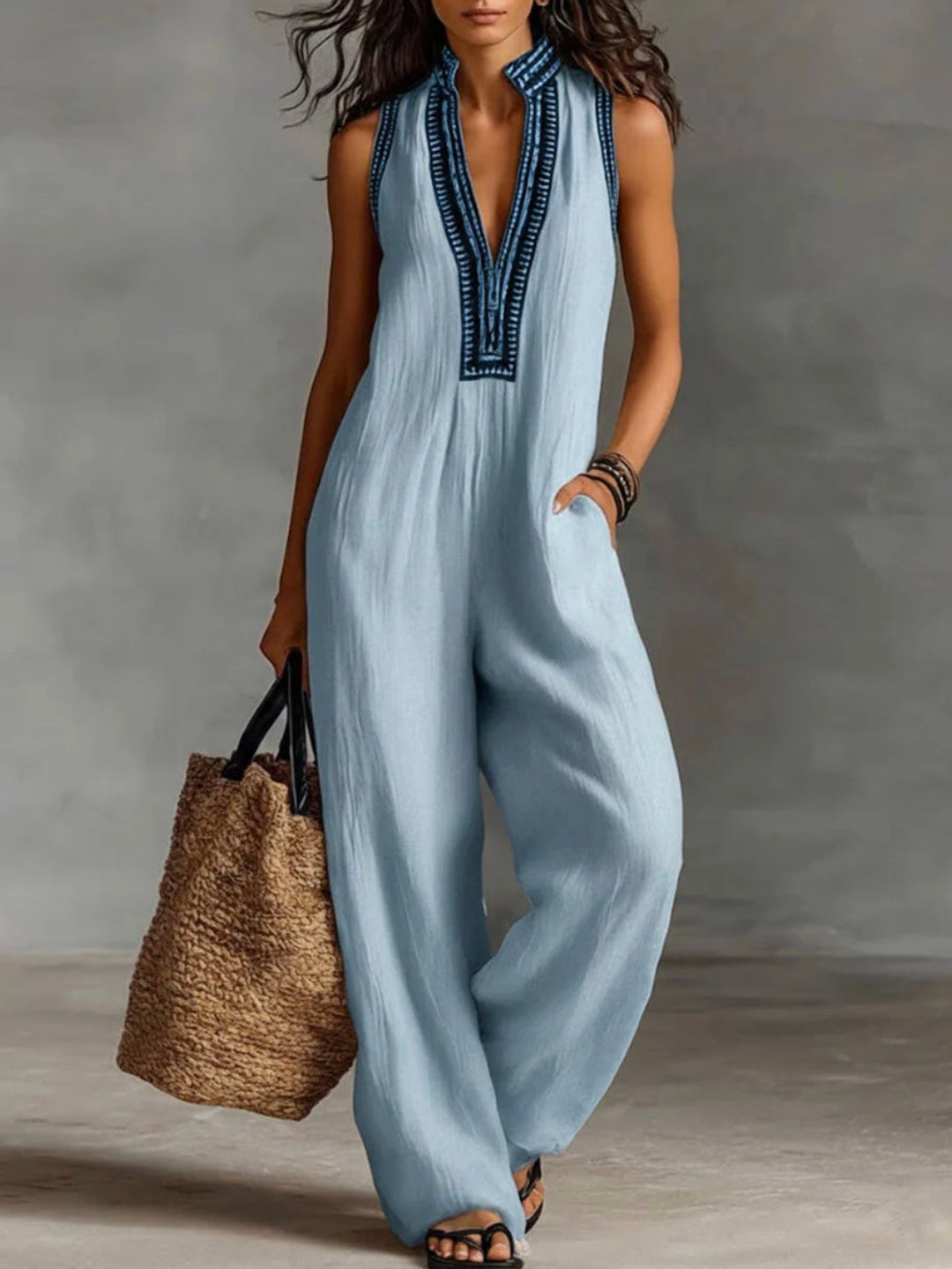 Fiamma  | Sleeveless jumpsuit with high collar