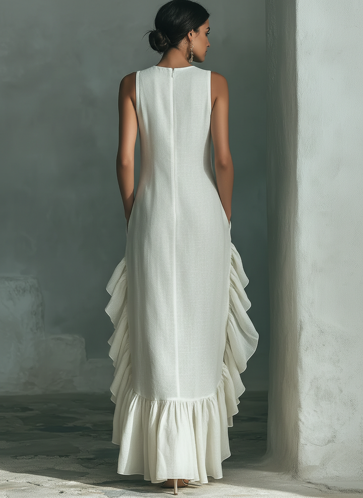 Sophie - Ivory Linen Sleeveless Maxi Dress