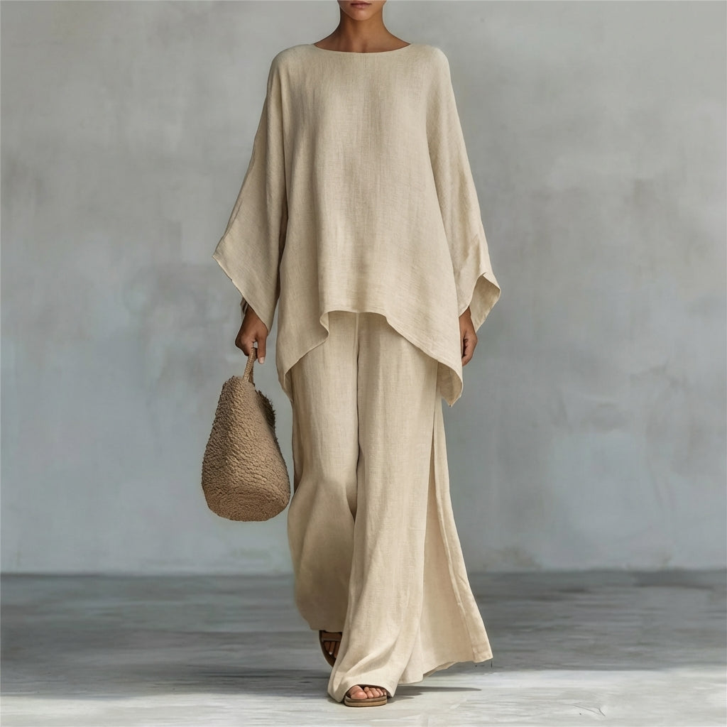 Cristina | Two-Piece Set with Long Sleeves and Wide-Leg Pants