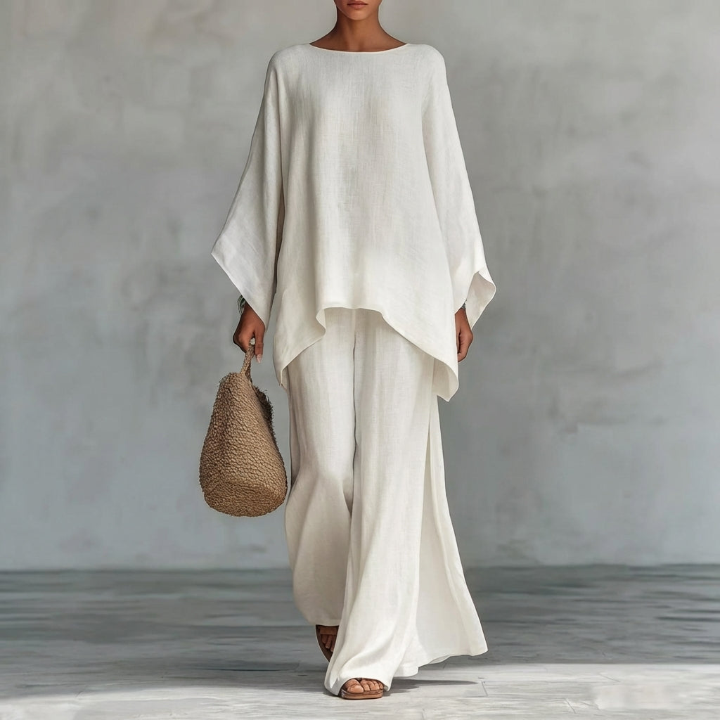 Cristina | Two-Piece Set with Long Sleeves and Wide-Leg Pants