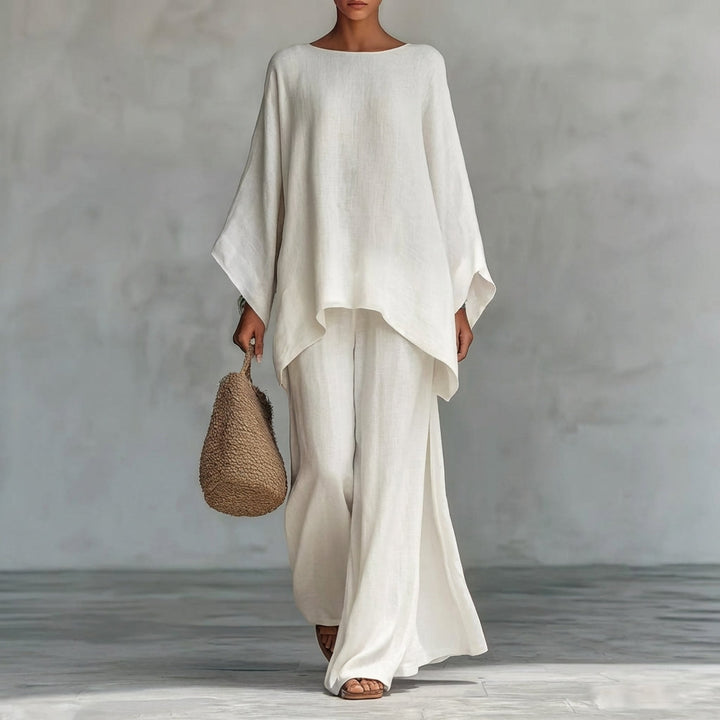 Cristina | Two-Piece Set with Long Sleeves and Wide-Leg Pants