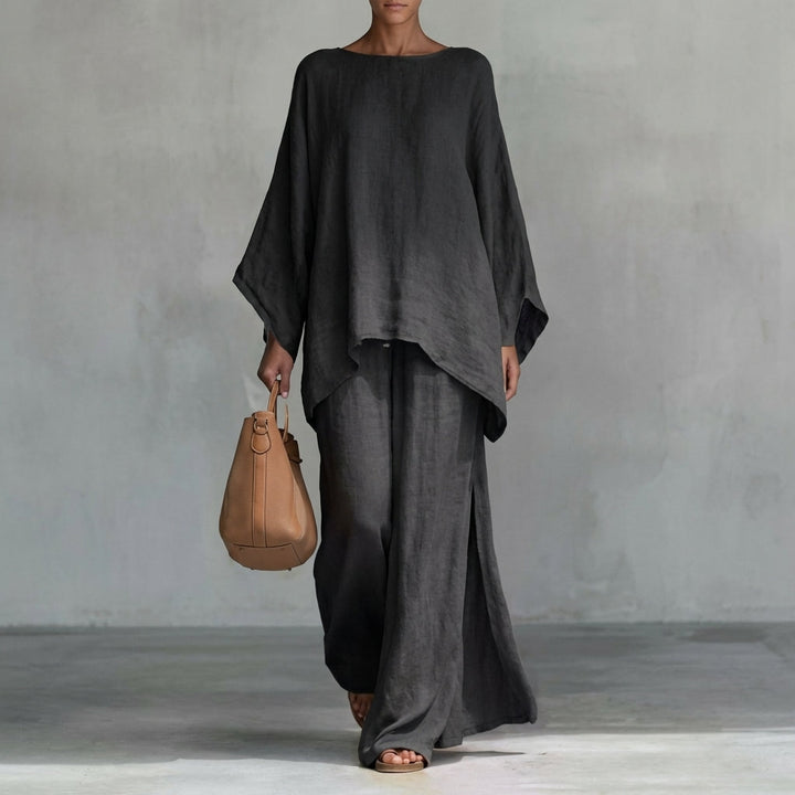 Cristina | Two-Piece Set with Long Sleeves and Wide-Leg Pants