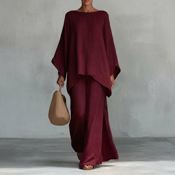 Cristina | Two-Piece Set with Long Sleeves and Wide-Leg Pants