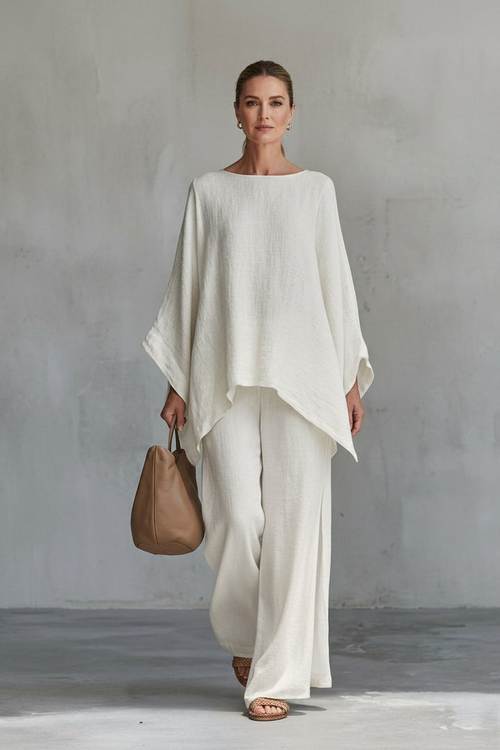 Cristina | Two-Piece Set with Long Sleeves and Wide-Leg Pants