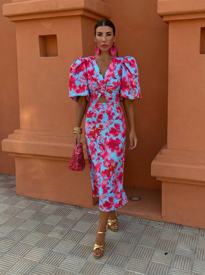 Carla | Midi Dress with Puff Sleeves