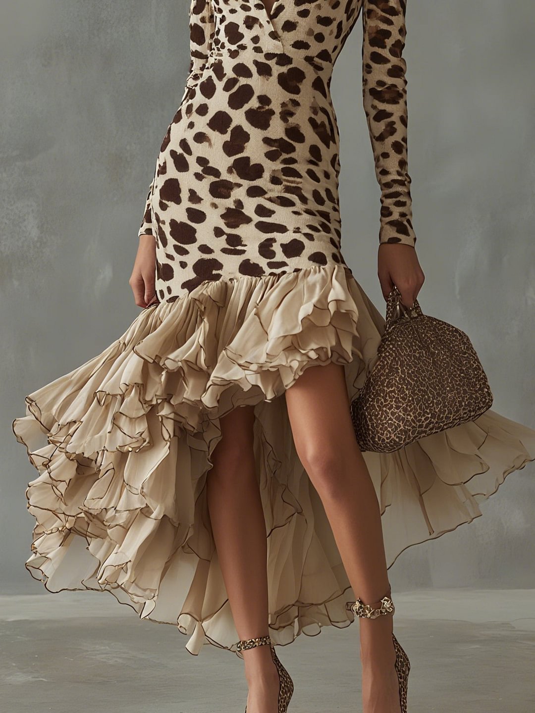 Carmen | Animal Print Dress with Ruffles