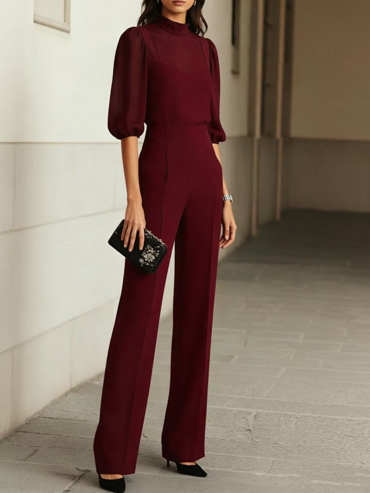 Valentina | Conjunto de tres piezas en negro, top y pantalones de pierna ancha