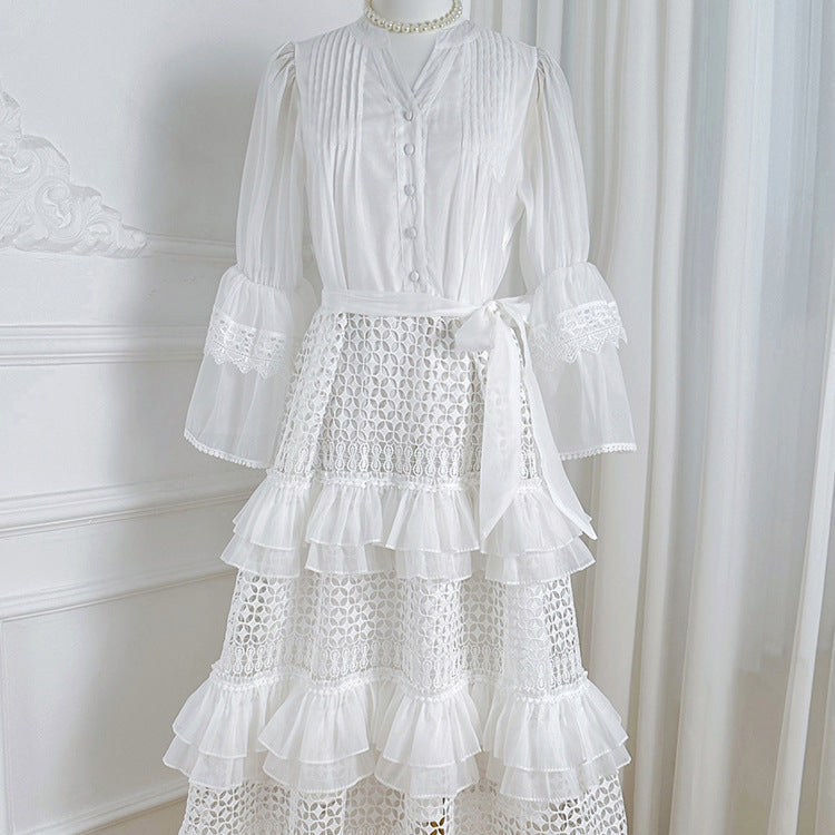 Freya - Bright White Crocheted Knit Cardigan for Women