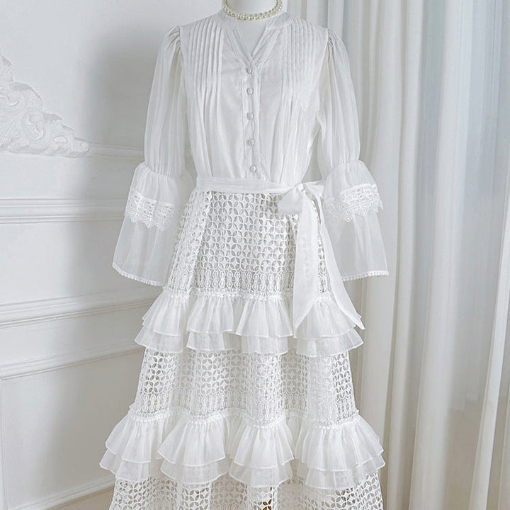 Freya - Bright White Crocheted Knit Cardigan for Women