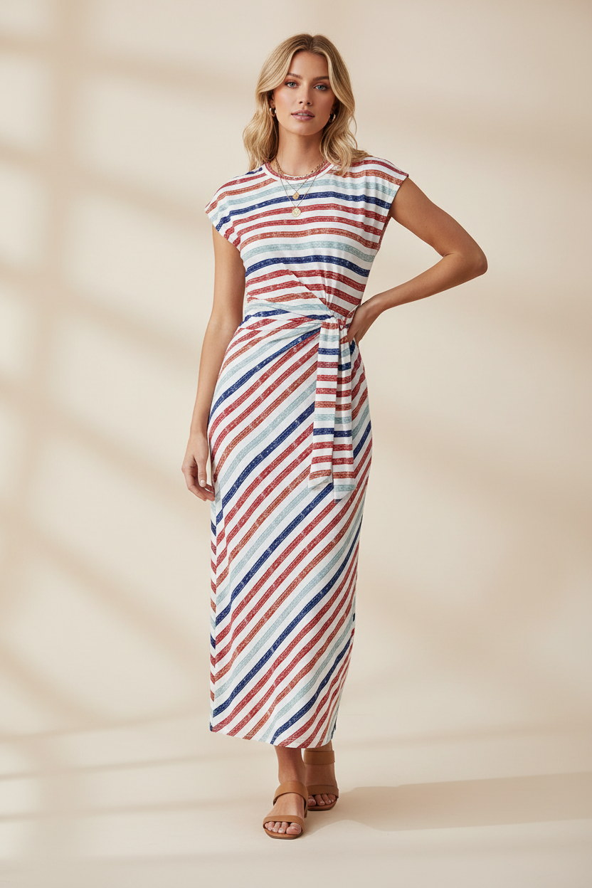 Scarlette – Striped Tie-Waist Bodycon Dress