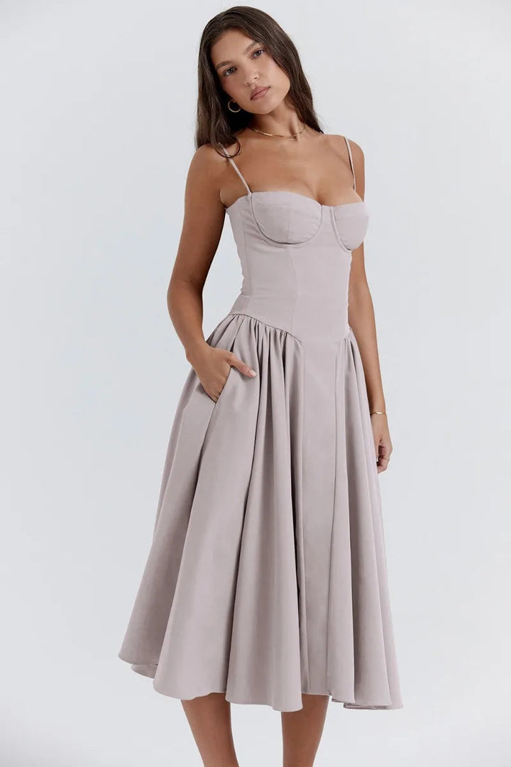 Nina - Sleeveless Corset Midi Dress
