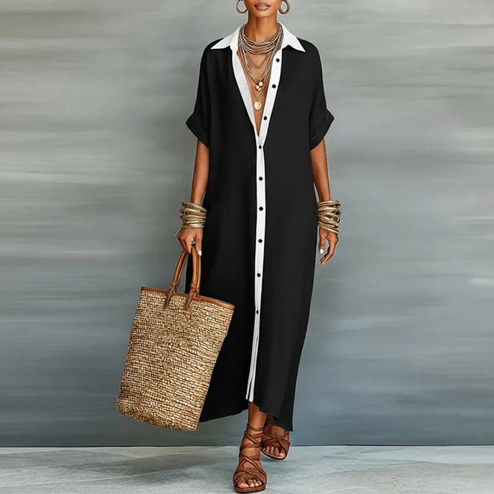 Anastasa™ | Long Button-Down Shirt Dress