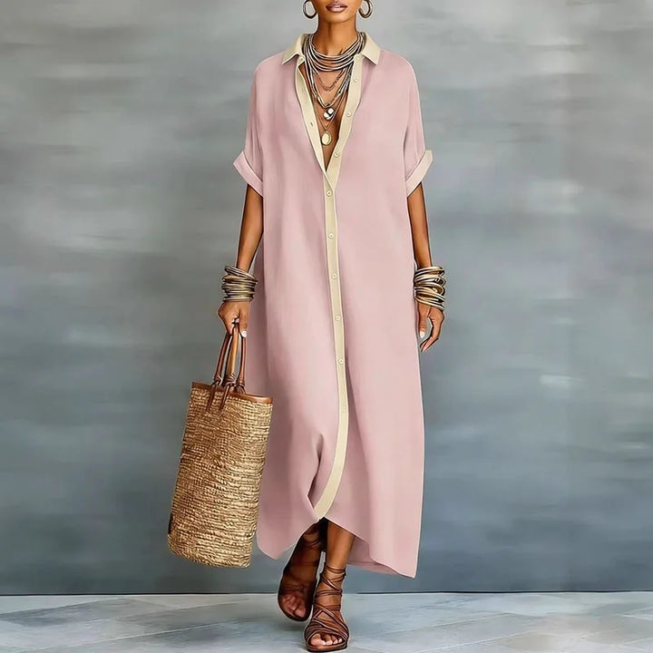 Anastasa™ | Long Button-Down Shirt Dress