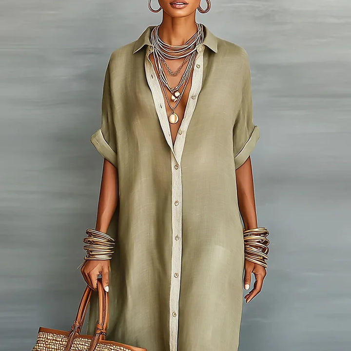 Anastasa™ | Long Button-Down Shirt Dress