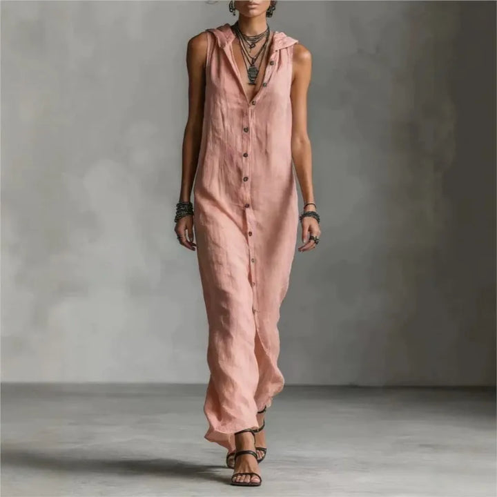 Penélope | Elegant & Casual Midi Dress with V-Neck