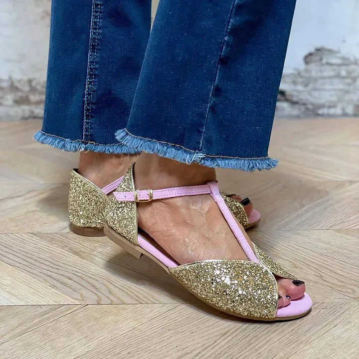 T-STRAP SANDAL WITH STABLE HEEL