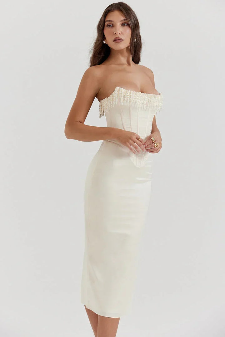 Zahra - Stunning Satin Midi Dress