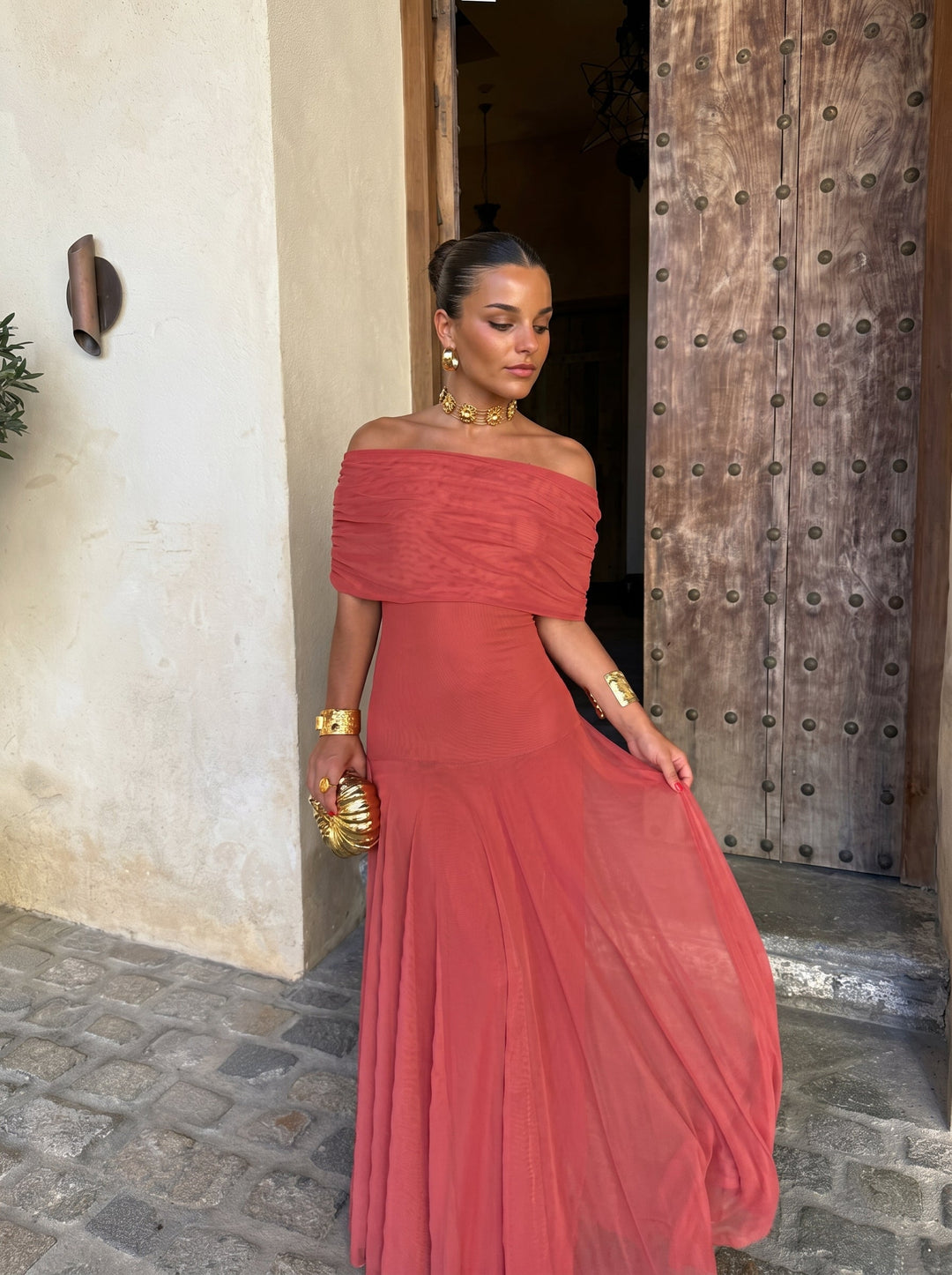 Callie - One Shoulder Mesh Maxi Dress