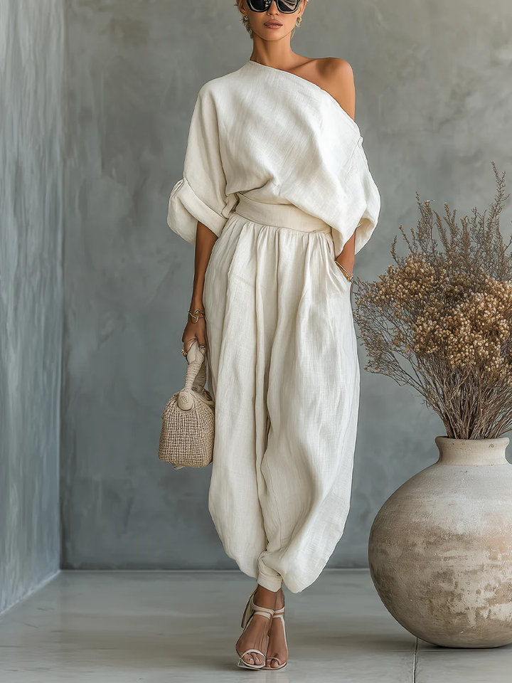Eleonora - Elegant One-Shoulder Two-Piece Set