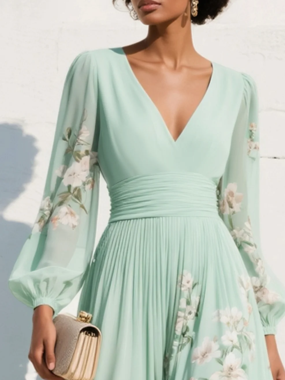 Aurora | Vestido midi de color verde claro