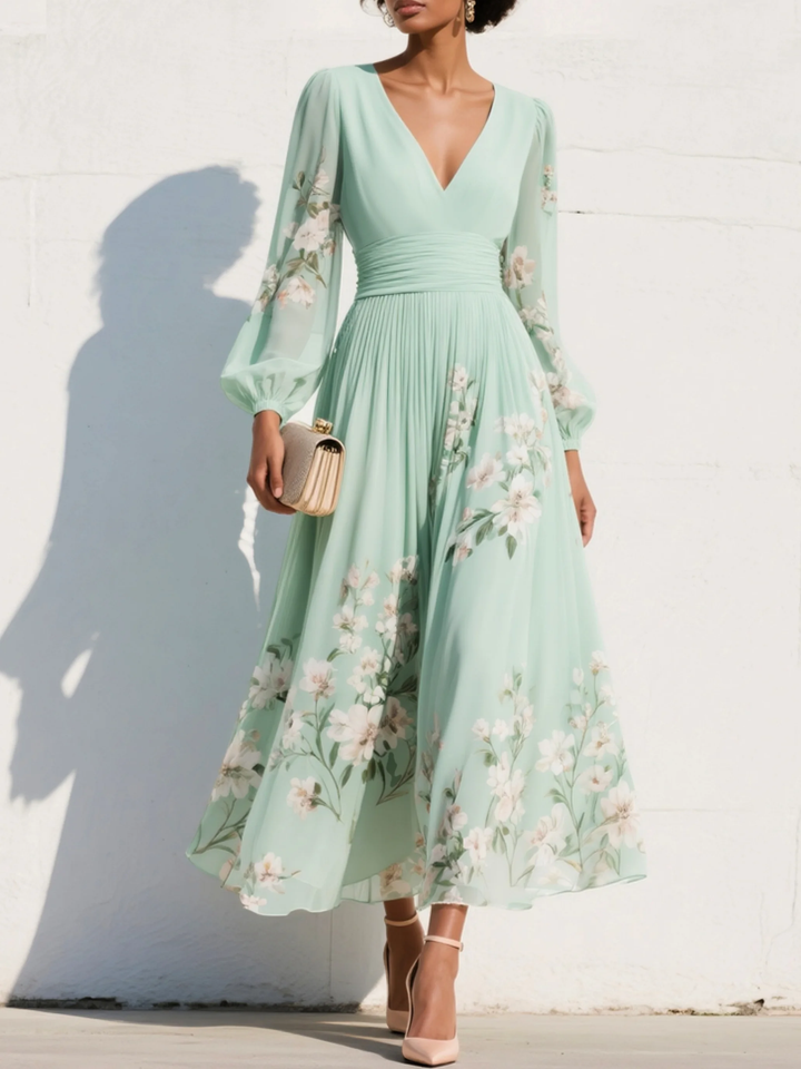 Aurora | Vestido midi de color verde claro