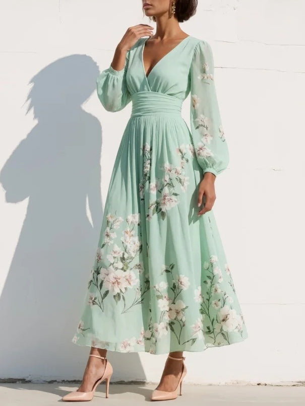 Aurora | Vestido midi de color verde claro