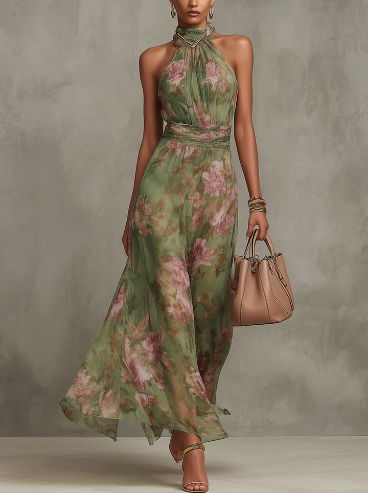 Serena | Floral Halter Maxi Dress