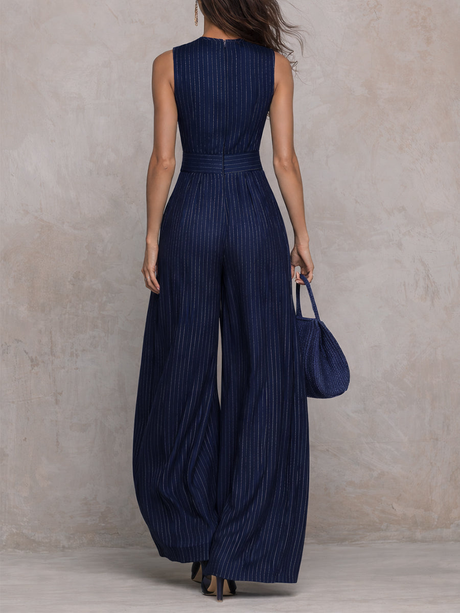 Rana | Dark blue striped jumpsuit