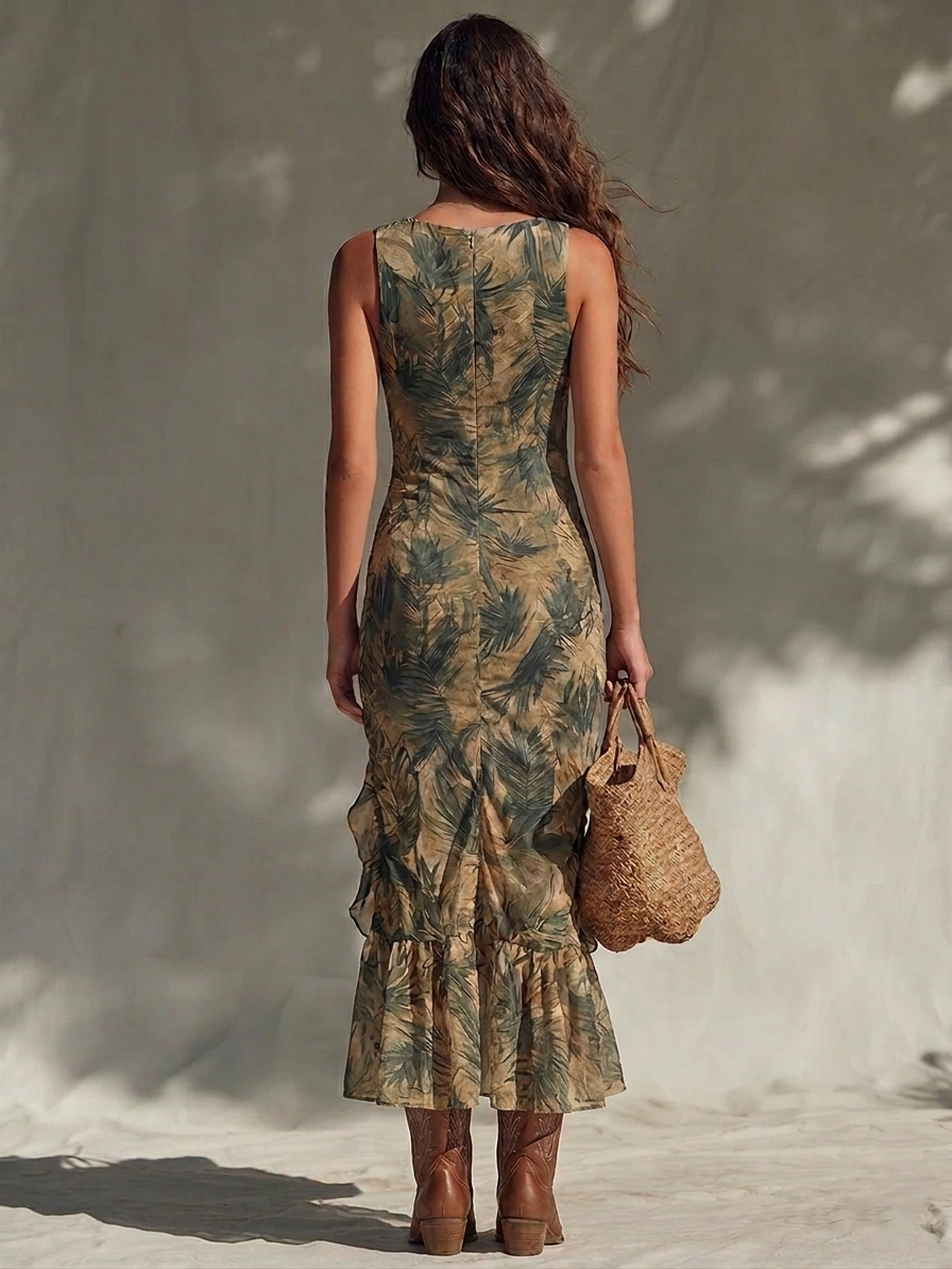 Helena - Long printed dress with slit