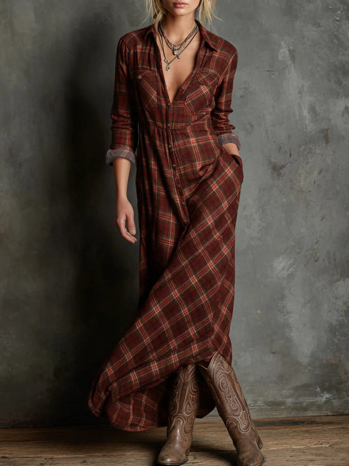 Livia | Long Dress Checkered Pattern