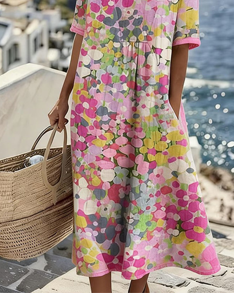 Elena | Loose and Lightweight Floral Midi Dress