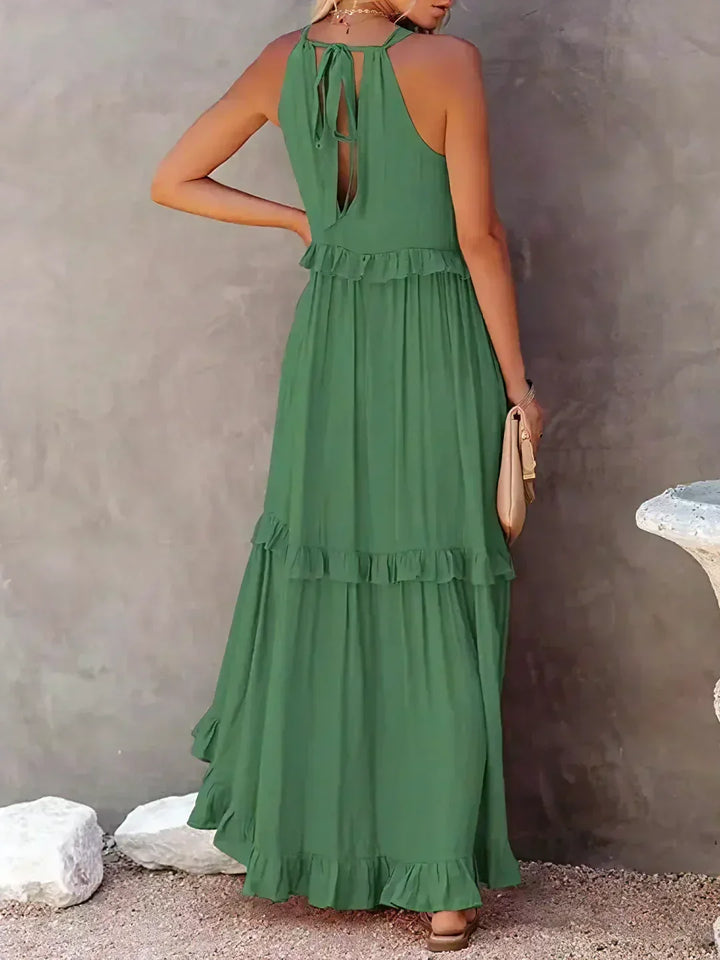 Ilona - Halterneck Dress With Ruffles and Maxi Pockets