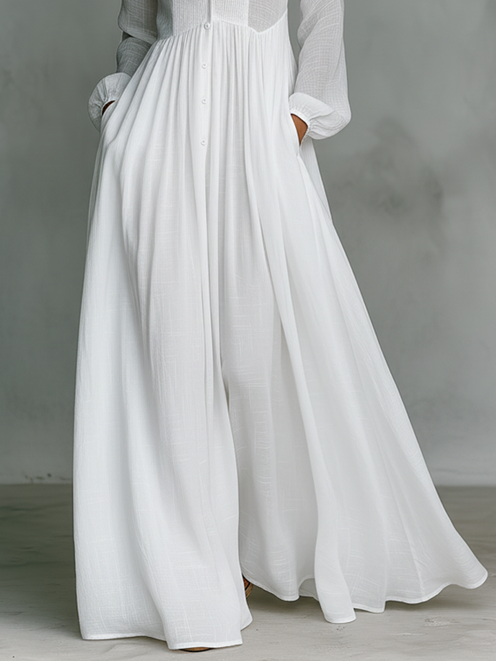 Ana | Vestido largo de algodón y lino