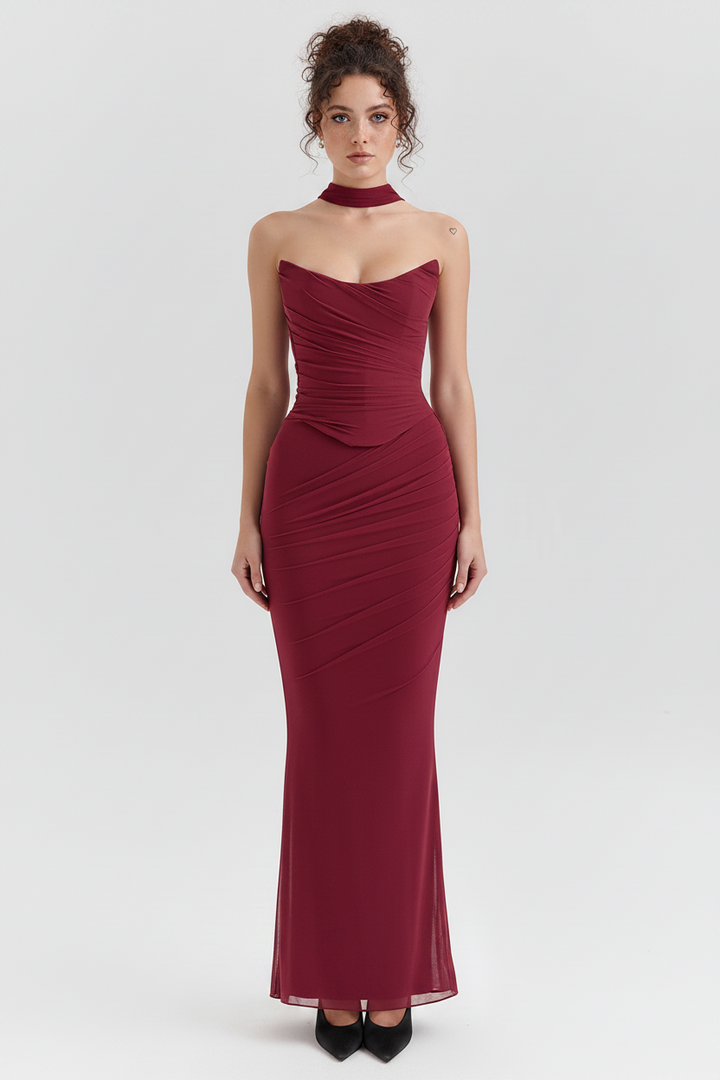 SERAPHINA - MESH CORSET MIDI DRESS