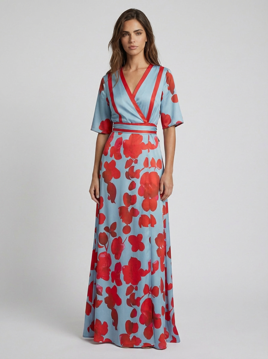 Pilar | Elegant Deep V Maxi Dress