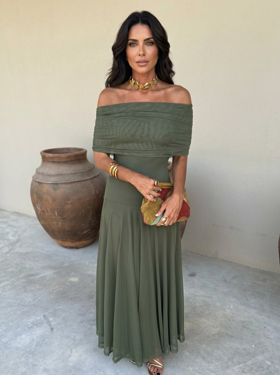 Callie - One Shoulder Mesh Maxi Dress
