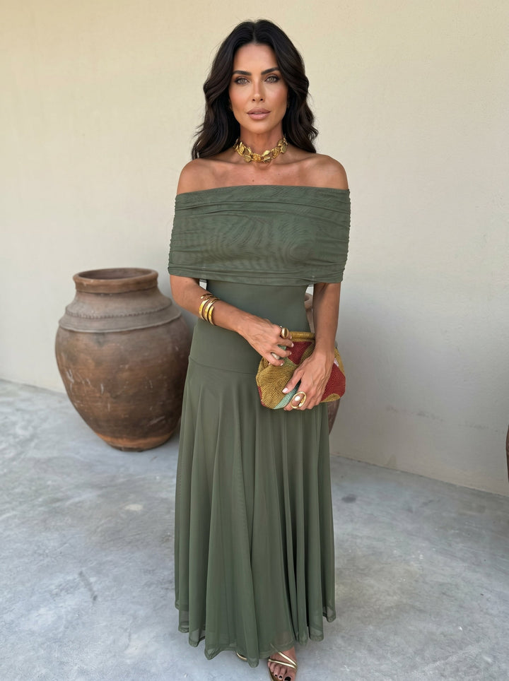 Callie - One Shoulder Mesh Maxi Dress