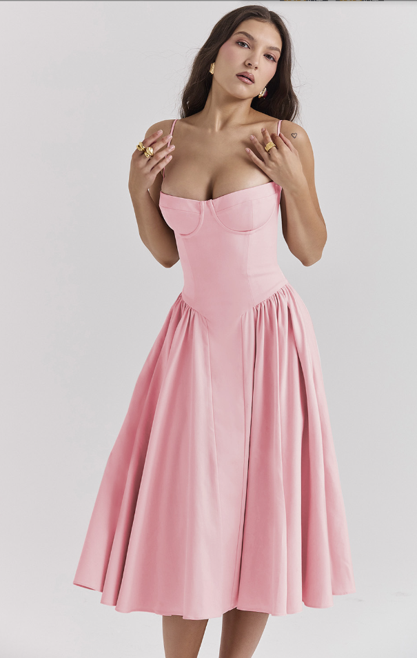 Nina - Sleeveless Corset Midi Dress