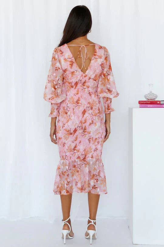Miley - Flower Print Midi Dress
