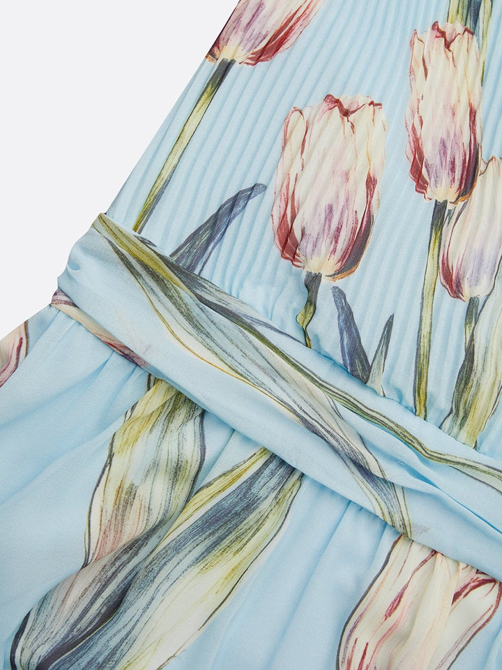 Nerea  - Elegant Tulip Print V-neck Maxi Dress